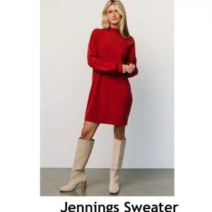 Baltic Born Red Mock-Neck Sweater Mini Dress